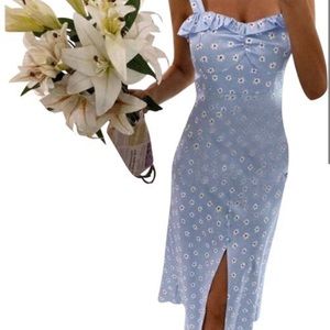 Zara Floral Linen Blend MIDI Dress